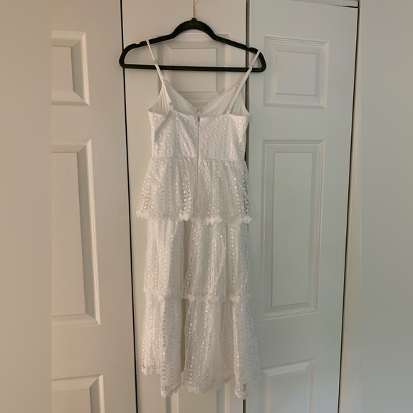 Poetic Poise White Lace Tiered Midi Dress Lulus - Picture 3 of 7